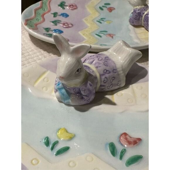 Set of 2 ceramic easter egg plates - Picture 2 of 7